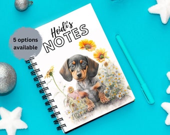 Personalisation available: A5 Notebook Journal Dream Diary - Dachshund Sausage Dog Weiner Doxie Daxie Dackel