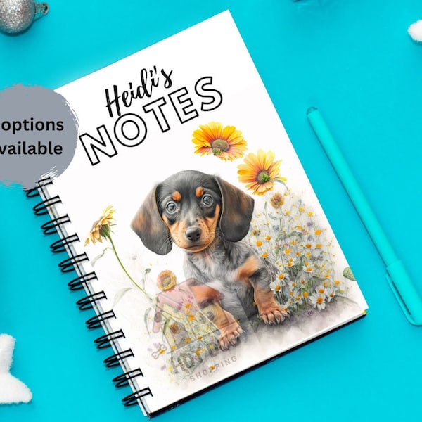 Personalisation available: A5 Notebook Journal Dream Diary - Dachshund Sausage Dog Weiner Doxie Daxie Dackel