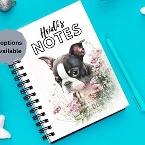 Personalisation available: A5 Notebook Journal Dream Diary - Boston Terrier Puppy