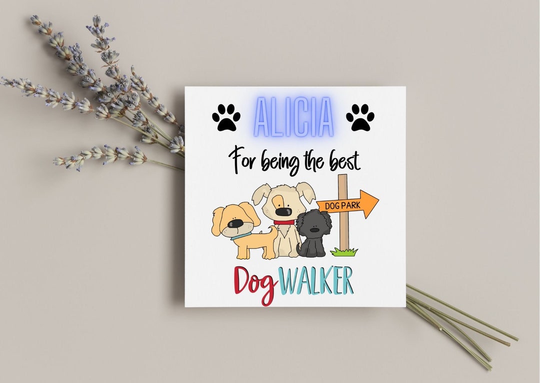 Dog Walker Christmas/thank You Card Etsy