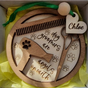 Christmas Decoration - Dog Groomer gift present personalised with a name of your choice
