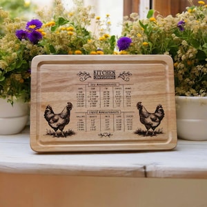 Chicken Kitchen Conversion Board - Custom Engraved Wooden Board Cheese Board Rubberwood Cutting Board Housewarming Gift Couples