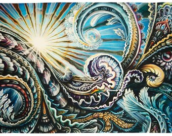 Randal Roberts Heady Art Print Tapestry Surreal Painting HUGE 53x85/" 7 Designs