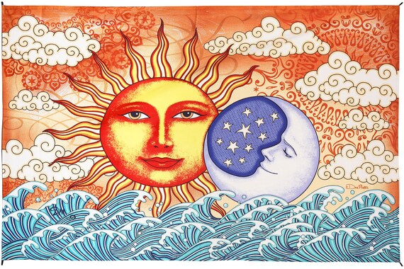 Surf Sun & Moon Hippie Wall Art by Dan Morris Handcrafted Screen Print HUGE  60x90 Inches - Etsy