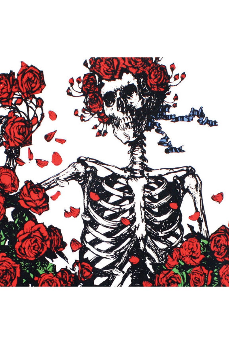 3D Grateful Dead Tapestry Bertha Skeleton & Roses Wall Art
