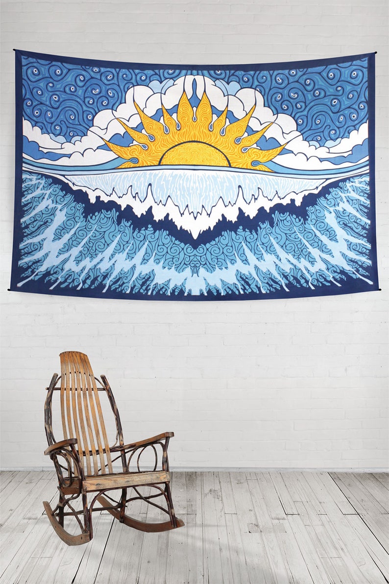 Surf and Sun Tapestry Beach Art Sunrise Ocean Wave Wall - Etsy