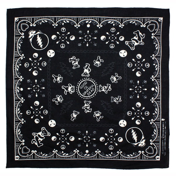 Good Ol' Grateful Dead Bandana Handkerchief Handcrafted Hanky - 5 Colors Available