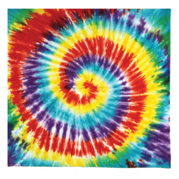 Rainbow Spiral Tie Dye Bandana Mouchoir Tête Foulard Fabriqué à la main Hanky