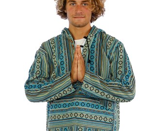 #500 Baja Hoodie Jacket Pullover Drug Rug Outdoor Hippie Gypsie Surfer Poncho 