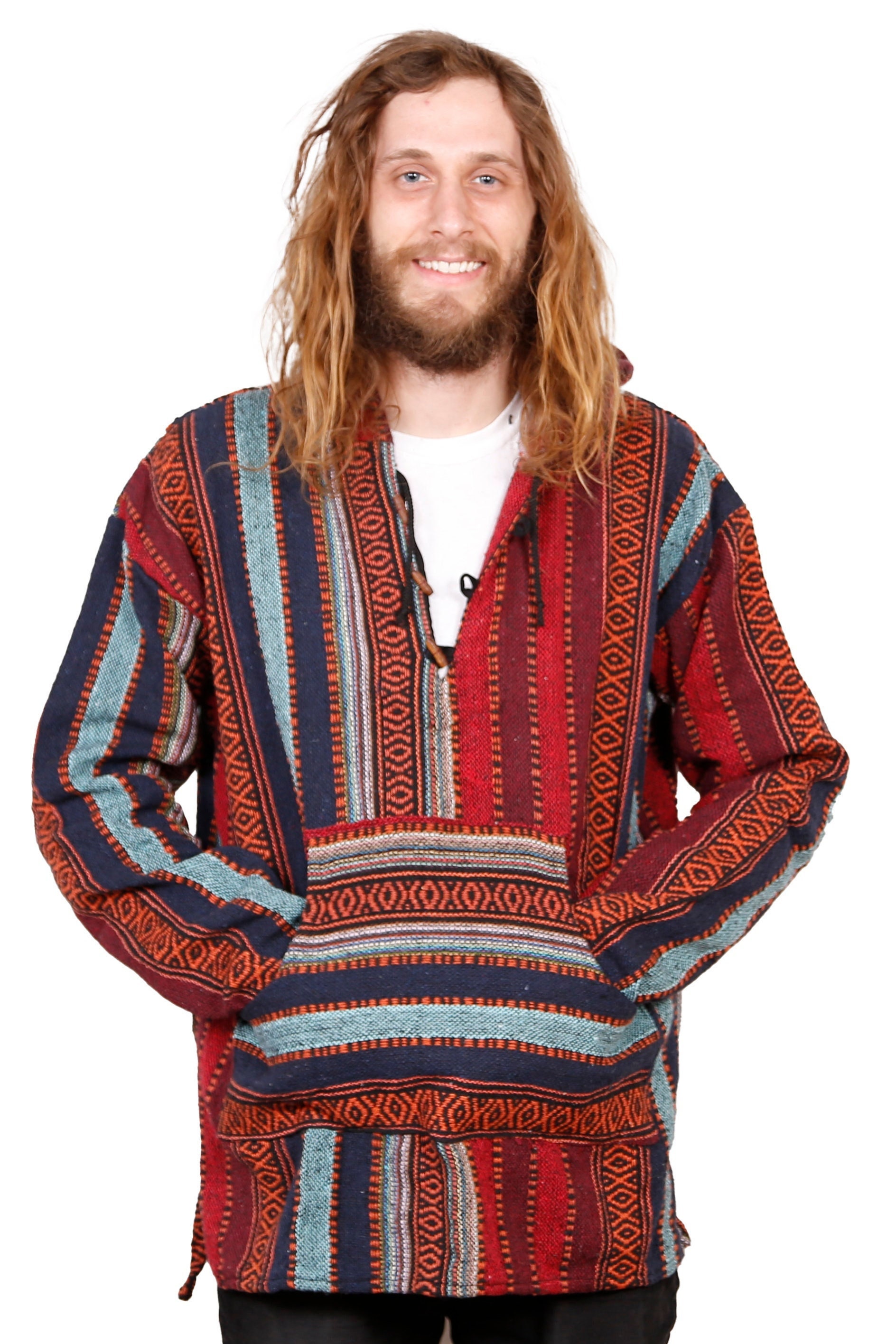 Woven Baja Hoodie Pullover Drug Rug Funky Hippie Hooded Jacket - Etsy