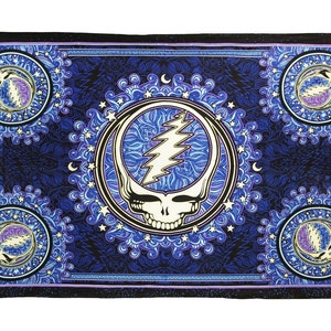 Grateful Dead Tapestry Steal Your Face Skull Wall Art by Dan Morris Handcrafted Screen Print 2 Sizes Available