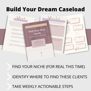 Private Practice Therapist
Build your Dream therapy caseload
Find Your Niche
 Online Coach Tools
 Niche Workbook
 Ideal Client Avatar
 Ideal Client Guide
Workbook
 Niche Clarity Tool
 Dream Client Tool
 Target Customer
 Customer Profile
 Marketing Planner
 Brand Clarity
 Client Strategy