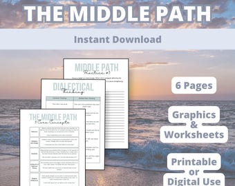DBT Middle Path Skills Worksheets Bundle | Therapy Tools, Emotional Regulation, Coping Skills, Mental Health, Printable Worksheets