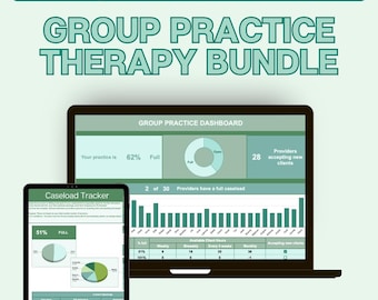 Therapie-Gruppenpraxis Caseload-Tracker | Bundle für die Privatpraxis | Sitzungsmanagement-Tool, Therapeuten-Vorlage, Counseloration