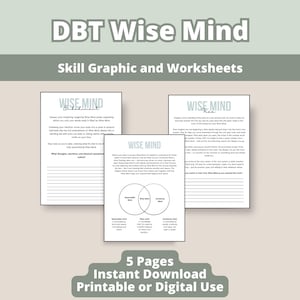 DBT skills worksheets, Wise Mind Bundle, Emotional Regulation Tools, Therapy Worksheets, Coping Skills for Mental Health, BPD, Therapy Tools