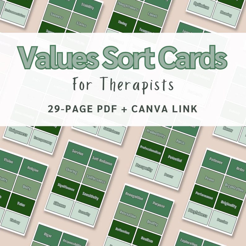 Values Sort Exercise .pdf Values Sort Cards: Therapy Card Deck (printable PDF) - Etsy
