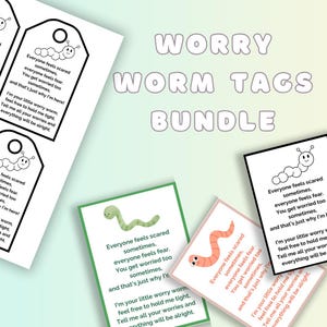 Paquete de gusanos de la preocupación para imprimir, etiquetas de regalo y tarjetas: proyecto complementario de crochet / Salud mental, alivio de la ansiedad, habilidades de afrontamiento infantil