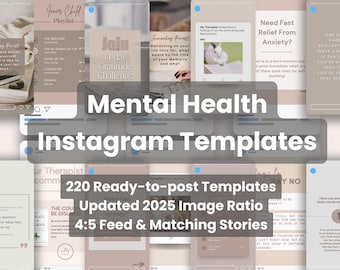 Mental Health Social Media Templates, Instagram Templates, Mental Health Posts, Engaging Content for Coaches, Therapist Instagram Content