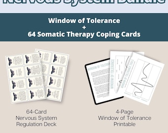 Nervous System Regulation Bundle, Somatic Exercise Cards, Polyvagal Theory, Window of Tolerance, Therapy Techniques Worksheets, Vagus Nerve