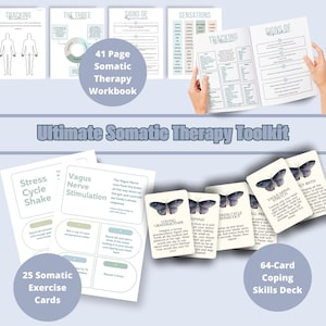 Somatic Therapy Bundle | Emotional Regulation Worksheets, Nervous System Healing, Trauma Coping Skills, Digital Download, Self-Care Tools