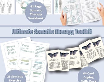 Somatic Therapy Bundle | Emotional Regulation Worksheets, Nervous System Healing, Trauma Coping Skills, Digital Download, Self-Care Tools