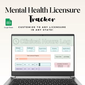 Licenza di terapeuta e monitoraggio del tirocinio, registro digitale delle ore, modello di Google Fogli per supervisione clinica e terapia, registro diretto delle ore