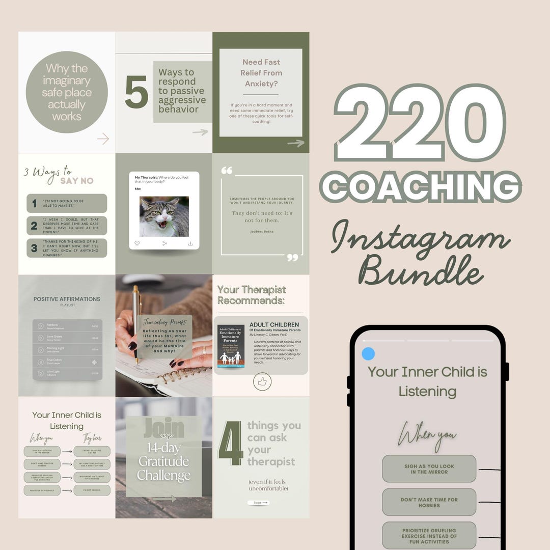 Mental Health Instagram Templates: Canva Editable Wellness Posts ...
