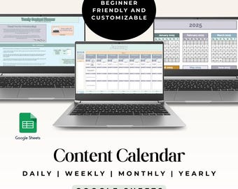 Google Sheets Social Media Content Calendar, Yearly Planning Template, Digital Download, Monthly Scheduler, Content Ideas & Post Planning