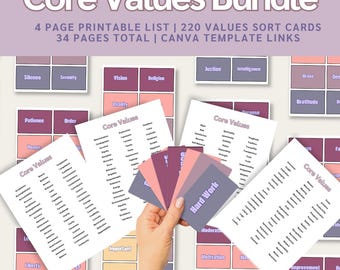 Core Values Bundle | Therapy printables, DBT, CBT, IFS & emdr, Printable pdf, psychology resources, Therapy Card Deck, therapy skill cards
