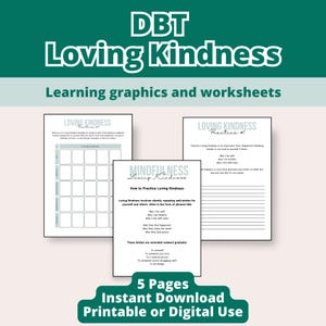 Bundel DGT-werkbladen, therapiehulpmiddelen voor emotionele regulatie, copingvaardigheden, afdrukbare DGT-hulpmiddelen, liefdevolle vriendelijkheid, therapie