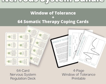 Nervous System Regulation Bundle, Somatic Exercise Cards, Polyvagal Theory, Window of Tolerance, Therapy Techniques Worksheets, Vagus Nerve