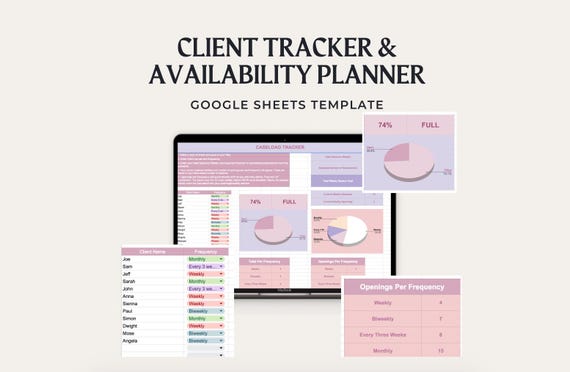 Therapist Caseload Tracker | Session Management Tool | Small Business Template | Counselor Planner, Psychotherapy Schedule Google Sheets