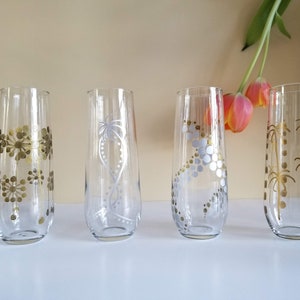 Champagne Flutes - Stemless - Hand Painted / Set of 4