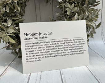 Postkarte – Definition Hebamme