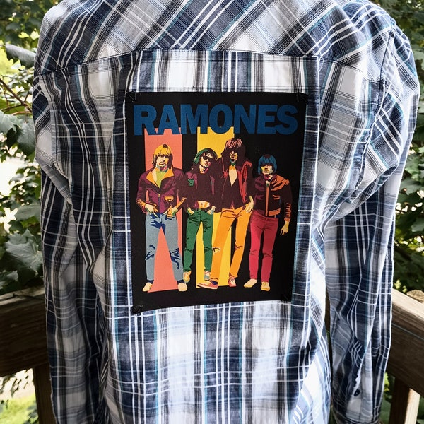 The Ramones Upcycled Size XXL Men's Shirt, Reworked, 80s band shirt