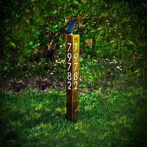 43&quot; Tall Custom Steel Address Sign, Solar Powered LED lighted.