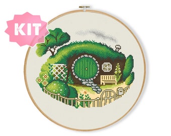 Shire Spring Cross Stitch Kit, Four Seasons Embroidery, Fairy Tale House Needlepoint, Story Book Home Xstitch, Magic Cottage DIY