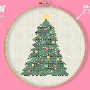 Christmas Tree Cross Stitch Pattern, New Year Embroidery, December Holiday Needlepoint, Winter Xstitch, Xmas Decor, Christmas Spirit Art