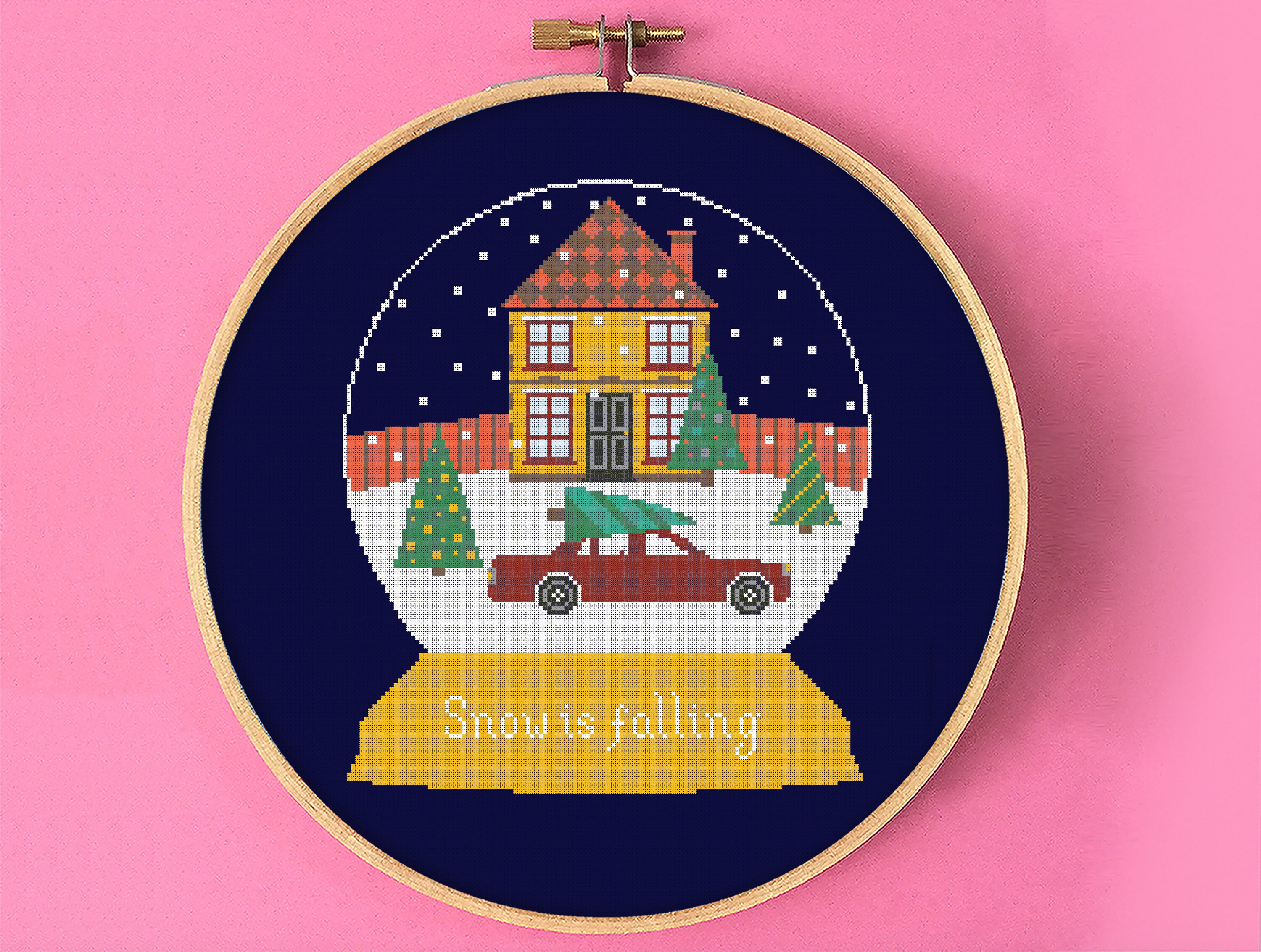 Merry christmas snowball winter cross stitch sybju car with  etsy Merry christmas snowball winter cross stitch sybju car with  etsy