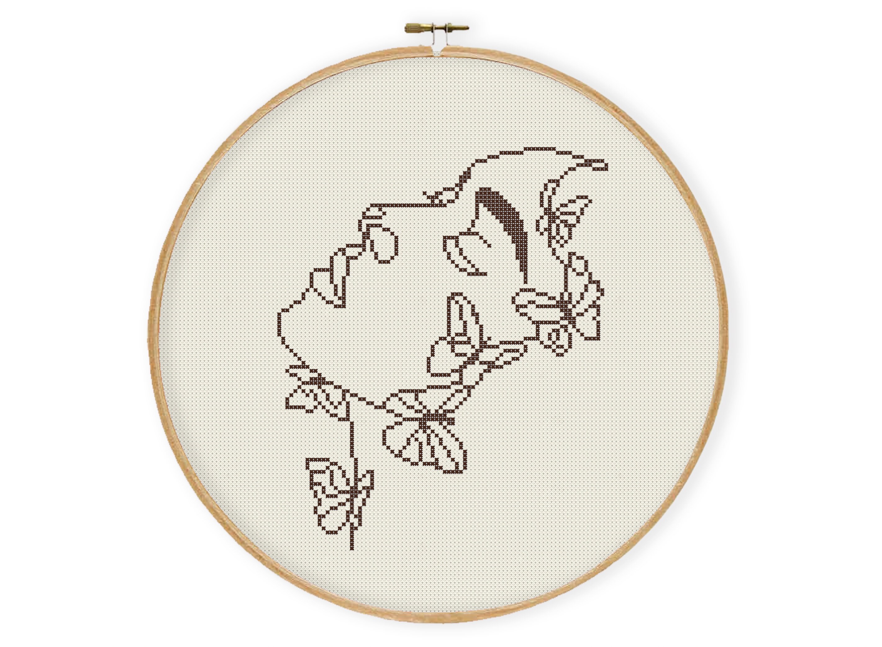 【CPGN STUDIO】Minimal face Art Line Embroidery Short Sleeve Continuous Line Embroidery Design, Woman's Face Sketch