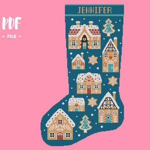 Christmas Stocking 12 Cross Stitch Pattern, Santa Christmas Eve Embroidery DIY, Stockings customizable with name, Xstitch Sampler Winter