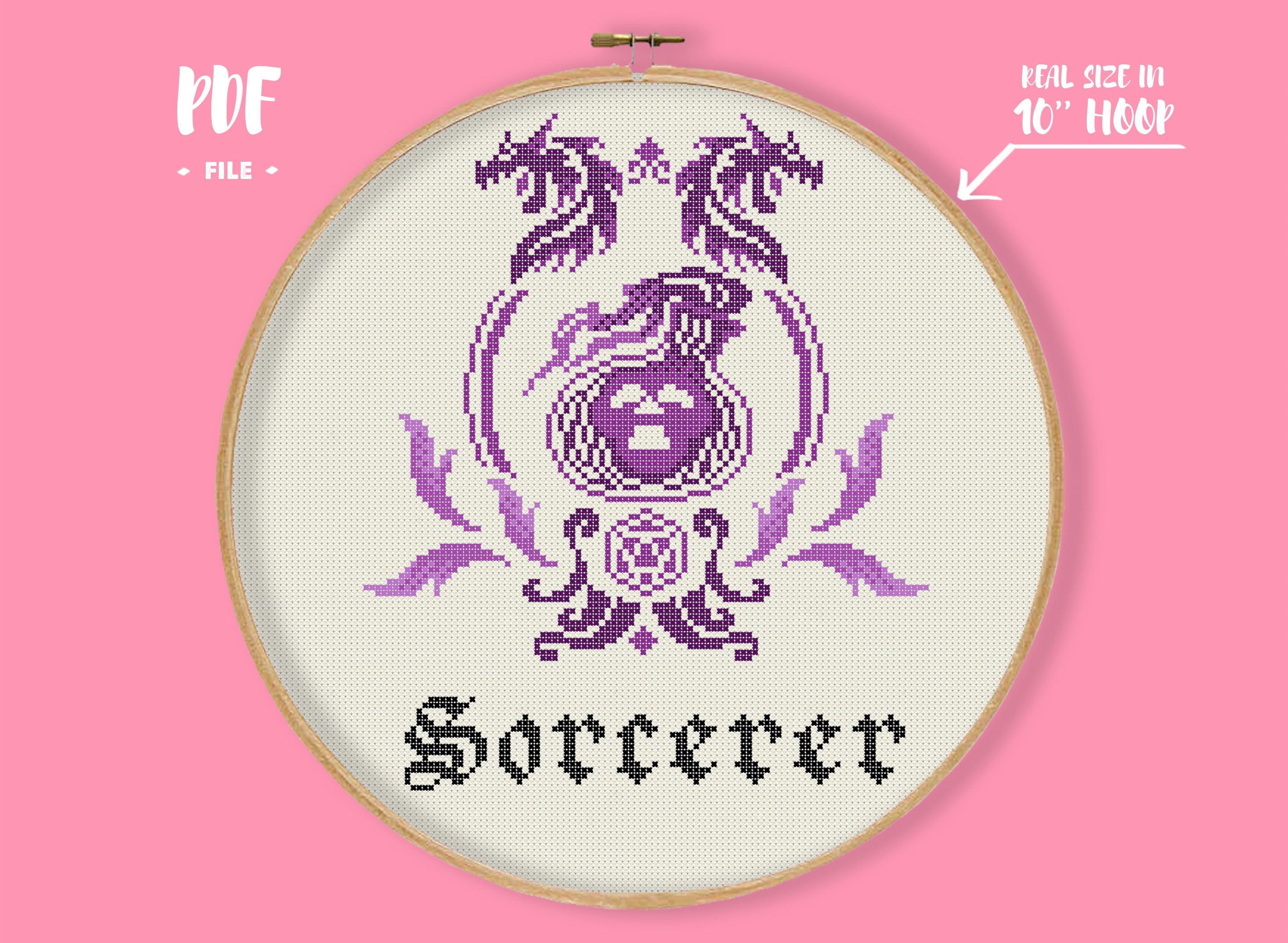 RPG Sorcerer Cross Stitch Pattern Role Play Tabletop | Etsy