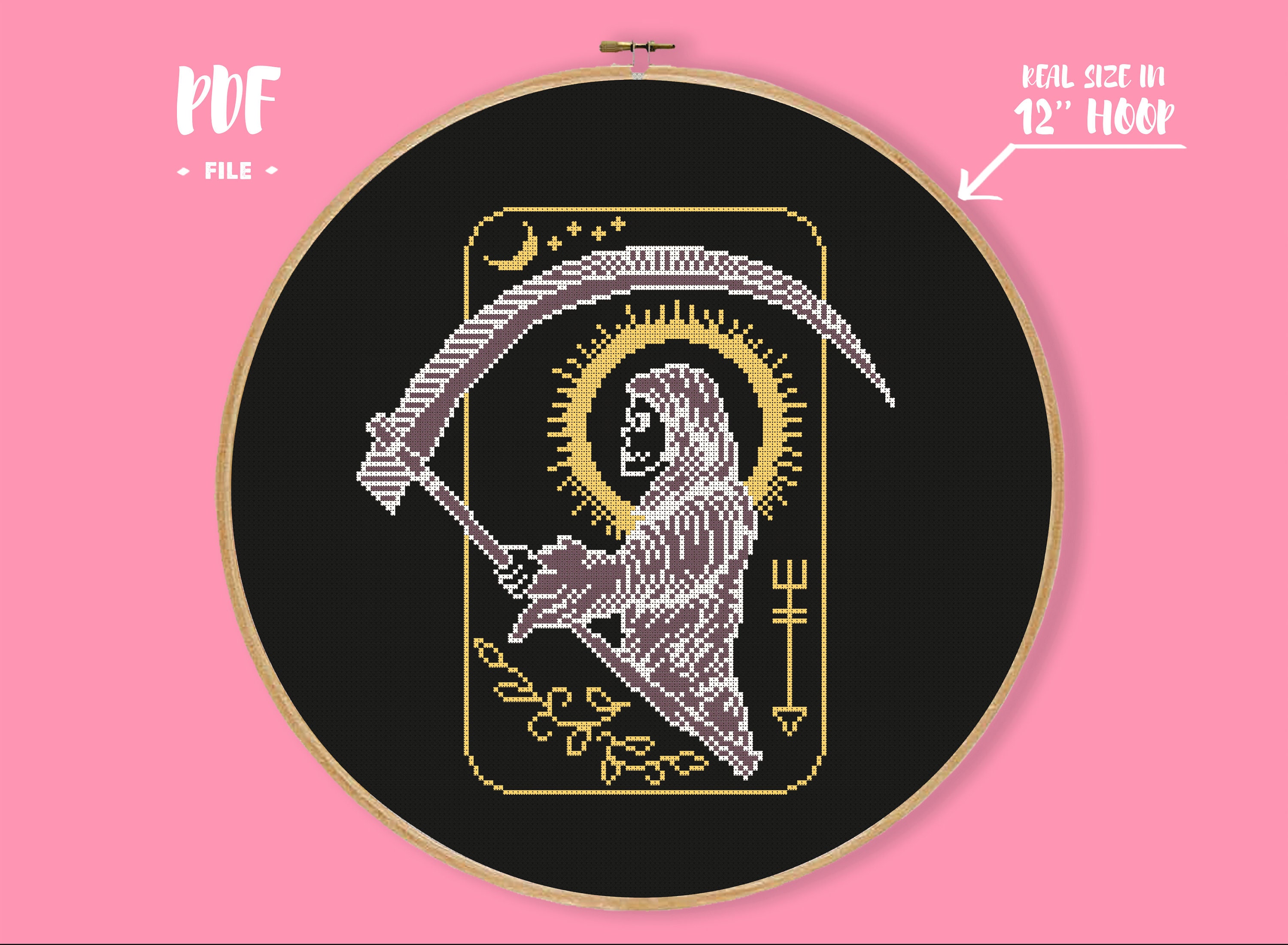 Death Reaper Cross Stitch Pattern Tarot Card Design - Etsy Sweden