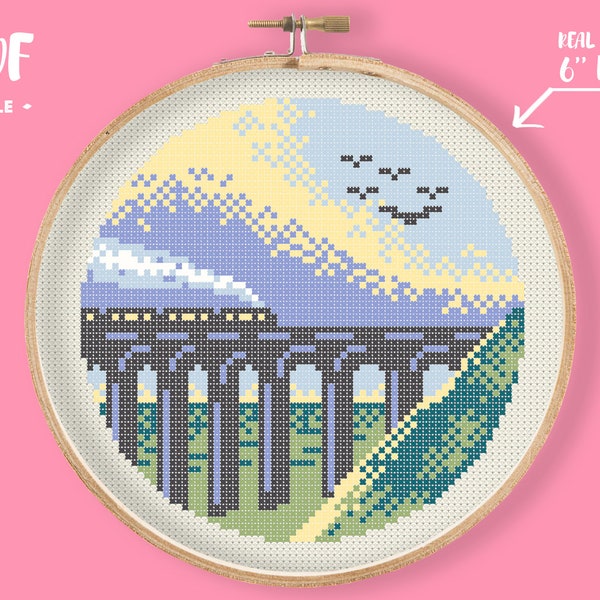 Train Bridge Cross Stitch Pattern Etsy