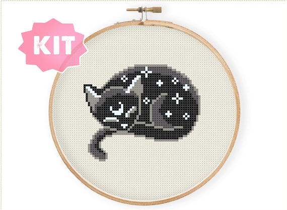 Among Black Cats Curled Up Cross Stitch Kit Among Black Cats Curled Up Cross Stitch Kit