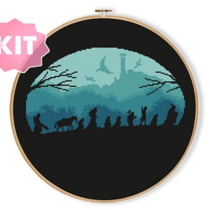 Kit de punto de cruz de Dragon Quest, bordado de la Tierra Media, bordado geek, libro de películas Xstitch, idea fácil de manualidad para nerds, manualidad gamer DIY