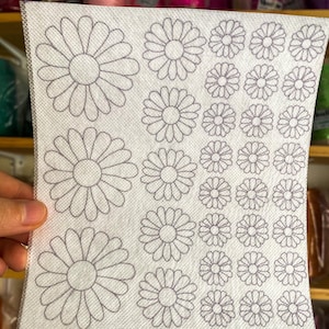 Stick And Stitch Daisies 2, Stick Stitch Floral Designs HandEmbroidery Stick and Stitch DIY Baby Sweaters Embroidery, Stabilizer Dissolve