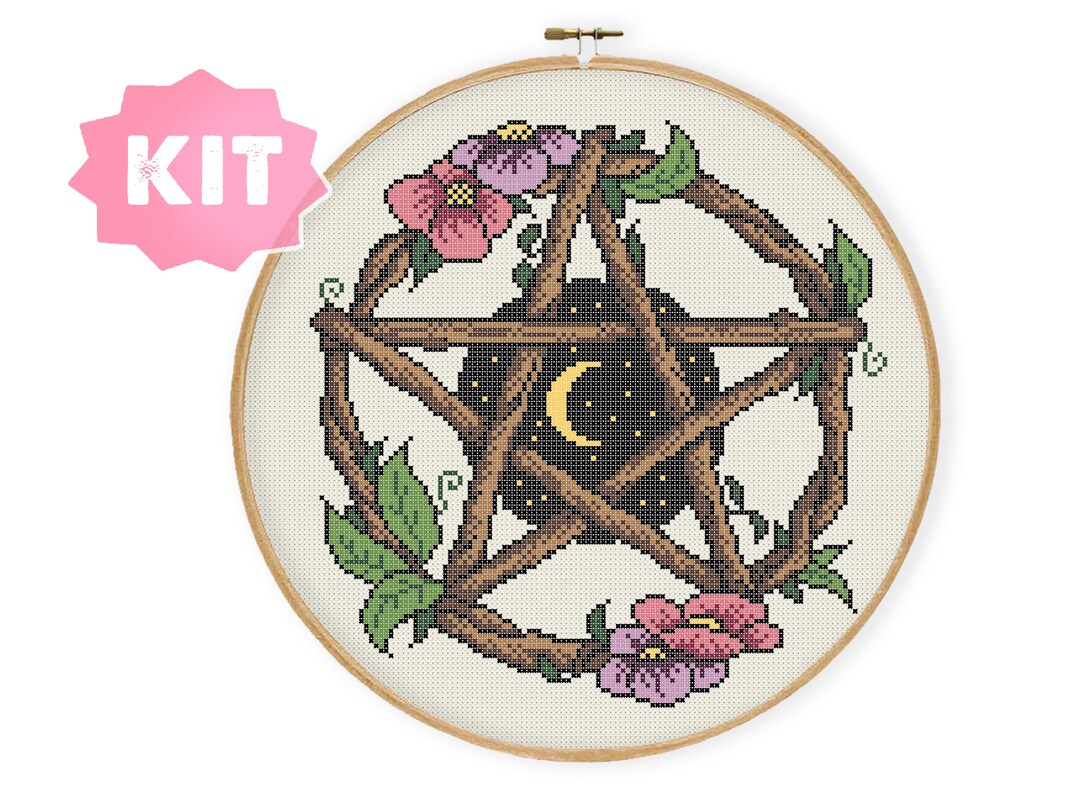 妖精と月の刺繍　額入り　Moon Fairy Spirit クロスステッチ il_1080xN.3263080356_n8wt.jpg