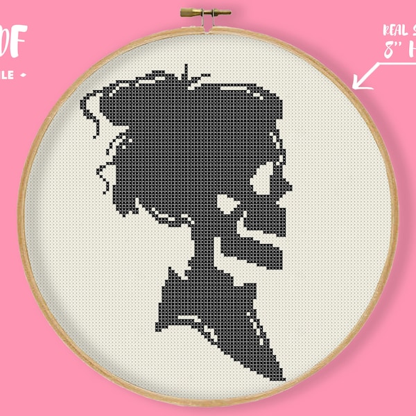 Victorian Lady Skull Cross Stitch, Gothic Embroidery, Mrs and Mr Decor, Old-school Silhouette Needlepoint, Halloween Pattern, Bride Wedding