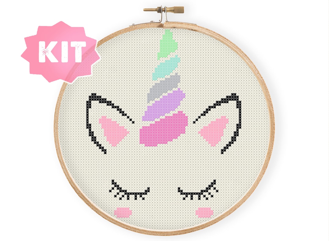 Kit de punto de cruz imprimible de unicornio, decoración casera moderna ...